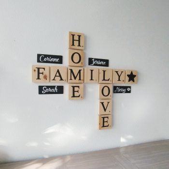 Composition lettres scrabble Family Home Love