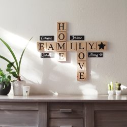 Composition lettres scrabble Family Home Love